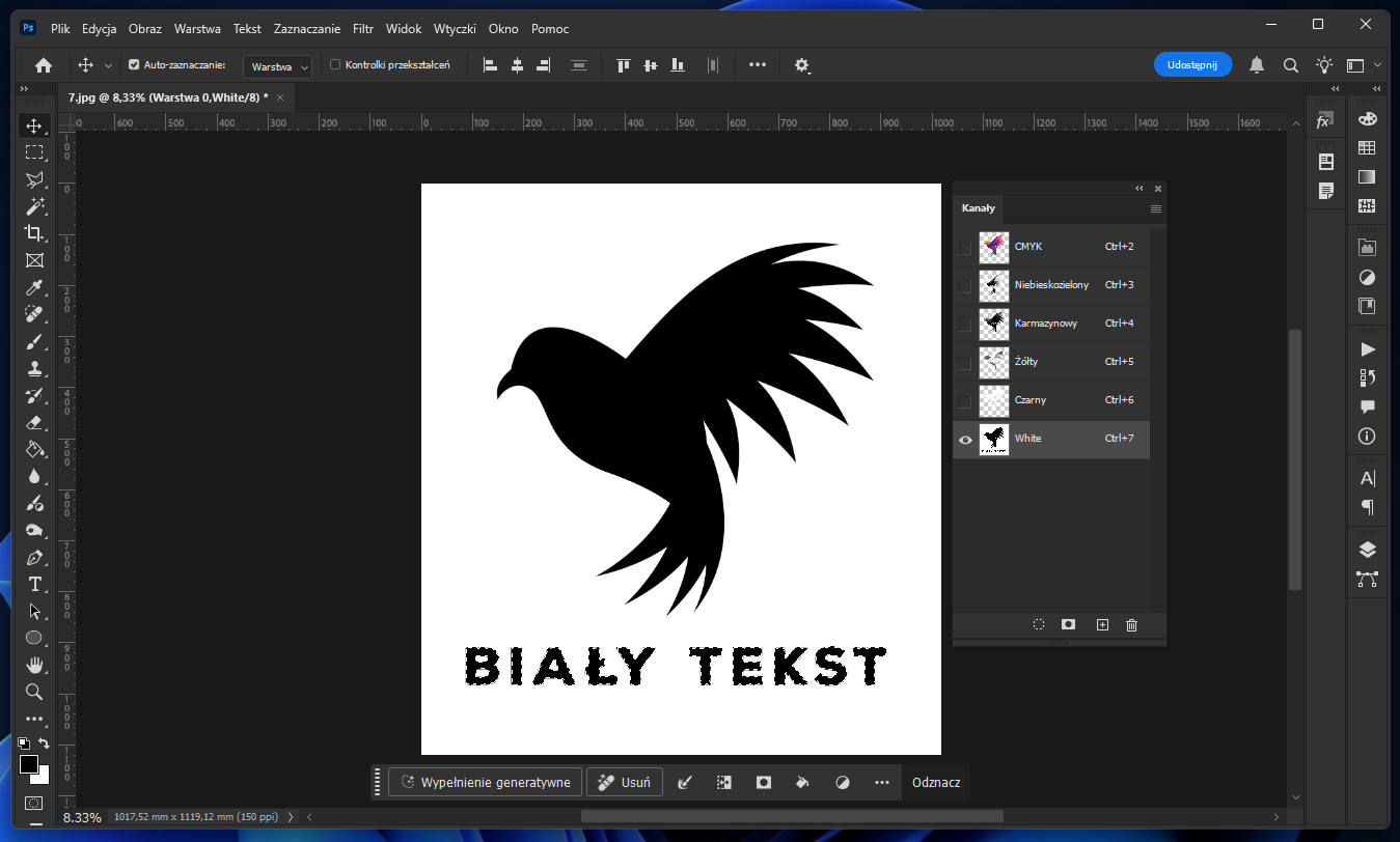 Dodanie elementów drukowanych w całości kolorem białym w Photoshopie