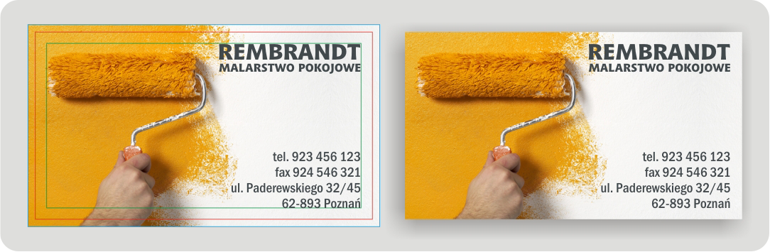 Przykład wizytówki z obrazami prawidłowej rozdzielczości