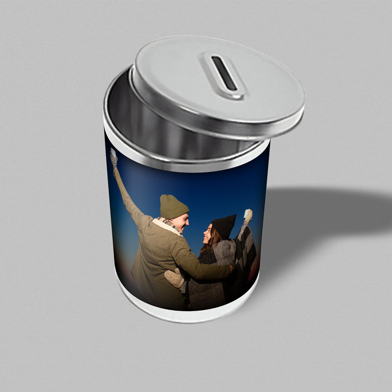 Skarbonki blaszane z naklejką